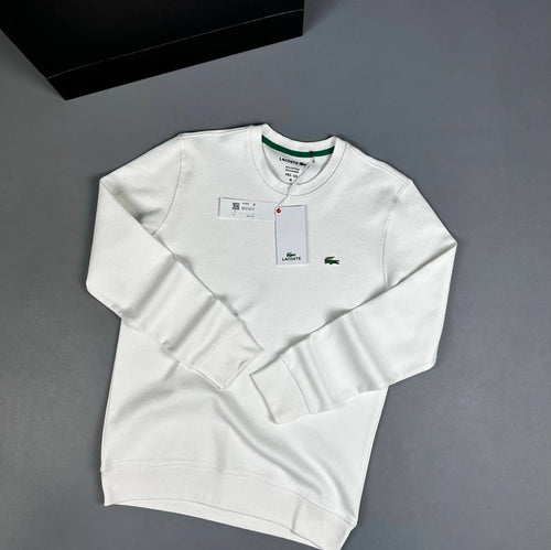 Lacoste Uzun Kollu Beyaz Sweat Basic